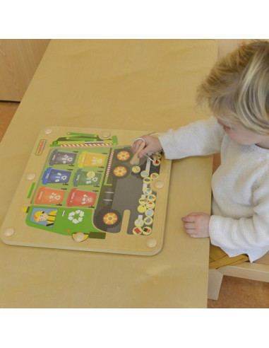 MASTERKIDZ magnetinė lenta, atliekų rūšiavimo Montessori perdirbimo sunkvežimis