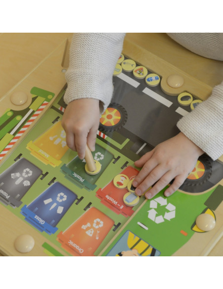 MASTERKIDZ magnetinė lenta, atliekų rūšiavimo Montessori perdirbimo sunkvežimis