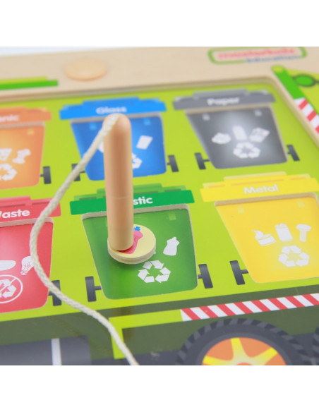MASTERKIDZ magnetinė lenta, atliekų rūšiavimo Montessori perdirbimo sunkvežimis