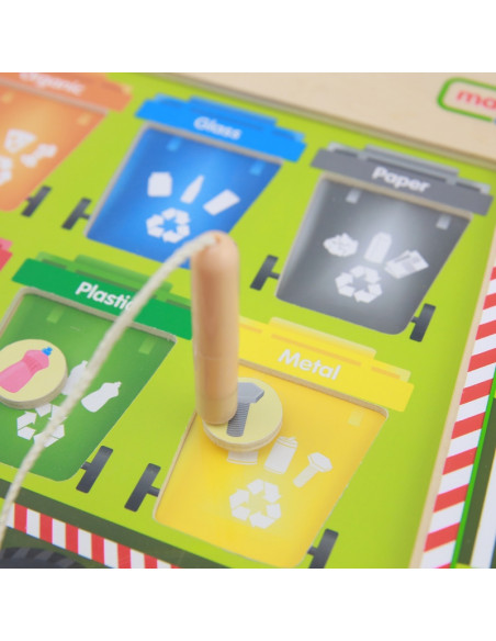 MASTERKIDZ magnetinė lenta, atliekų rūšiavimo Montessori perdirbimo sunkvežimis