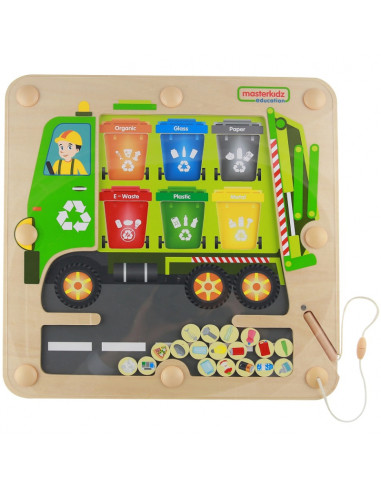 MASTERKIDZ magnetinė lenta, atliekų rūšiavimo Montessori perdirbimo sunkvežimis