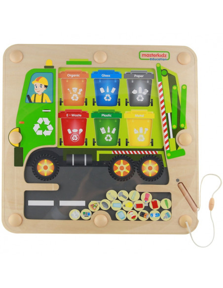 MASTERKIDZ magnetinė lenta, atliekų rūšiavimo Montessori perdirbimo sunkvežimis