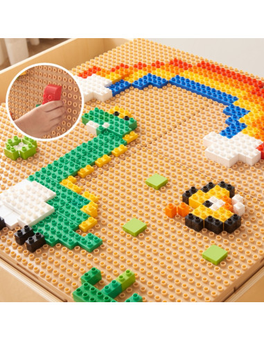 MASTERKIDZ medinis edukacinis stalas + STEM sienos priedai + 135 kaladėlės