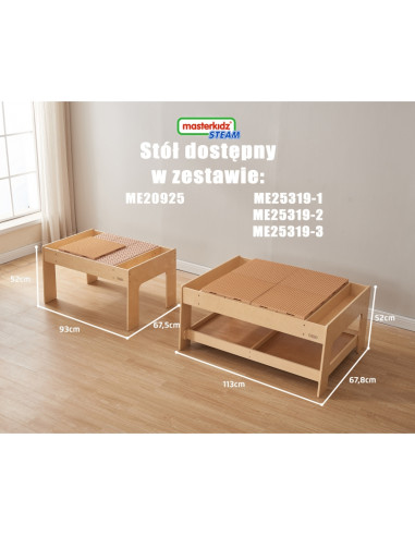 MASTERKIDZ medinis edukacinis stalas + STEM sienos priedai + 135 kaladėlės