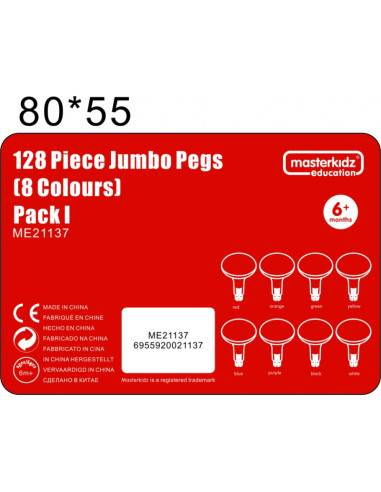 MASTERKIDZ spalvingi dideli kaiščiai STEM lentai, 128 vnt. - 8 spalvos