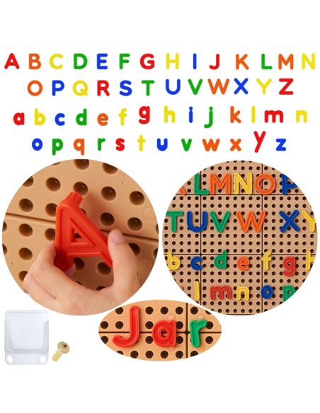 MASTERKIDZ abėcėlės raidžių rinkinys (didžiosios ir mažosios) STEM sienų plokštėms, 122 vnt.