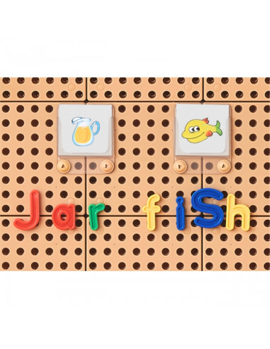 MASTERKIDZ abėcėlės raidžių rinkinys (didžiosios ir mažosios) STEM sienų plokštėms, 122 vnt.