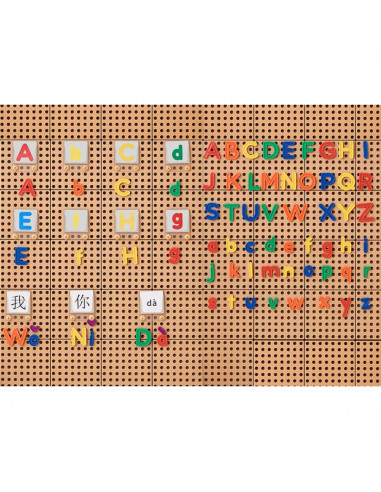 MASTERKIDZ abėcėlės raidžių rinkinys (didžiosios ir mažosios) STEM sienų plokštėms, 122 vnt.