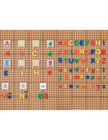 MASTERKIDZ abėcėlės raidžių rinkinys (didžiosios ir mažosios) STEM sienų plokštėms, 122 vnt.