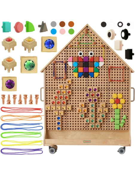 MASTERKIDZ Drewniana Tablica STEM Wolnostojąca XXL w Kształcie Domu + Akcesoria MASTERKIDZ Drewniana Tablica STEM Wolnostojąca XXL w Kształcie Domu + Akcesoria