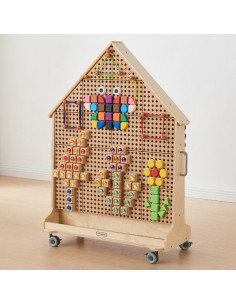 MASTERKIDZ medinė STEM lenta, laisvai stovinti, XXL dydžio, namelio formos + priedai 2