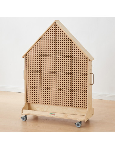 MASTERKIDZ medinė STEM lenta, laisvai stovinti, XXL dydžio, namelio formos + priedai