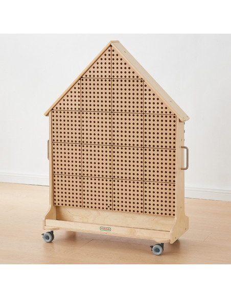 MASTERKIDZ medinė STEM lenta, laisvai stovinti, XXL dydžio, namelio formos + priedai