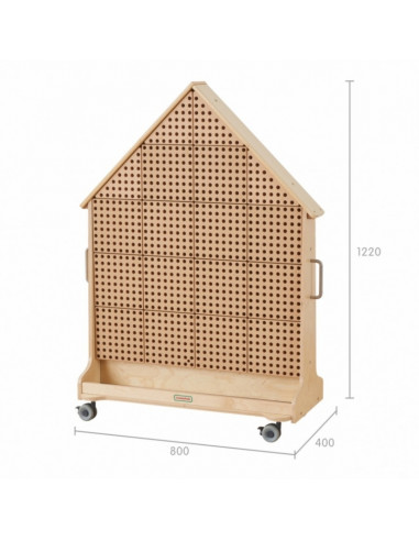 MASTERKIDZ medinė STEM lenta, laisvai stovinti, XXL dydžio, namelio formos + priedai