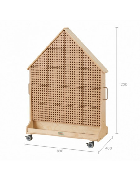 MASTERKIDZ medinė STEM lenta, laisvai stovinti, XXL dydžio, namelio formos + priedai