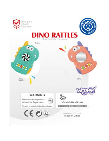 WOOPIE BABY Zabawka Sensoryczna Gryzak Lusterko Dino