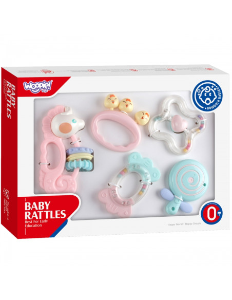 WOOPIE BABY sensorinis barškučių kramtukų rinkinys WOOPIE BABY sensorinis barškučių kramtukų rinkinys