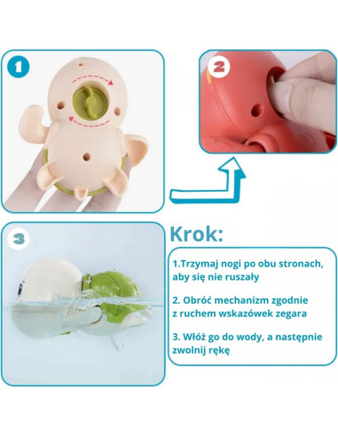 Woopie Vėžliukas Plaukiojantis vėžliukas Prisukamas vonios žaislas rožinis