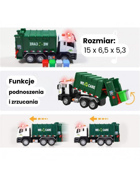WOOPIE šiukšlių surinkimo sunkvežimis - 1:10 mastelio WOOPIE šiukšlių surinkimo sunkvežimis - 1:10 mastelio