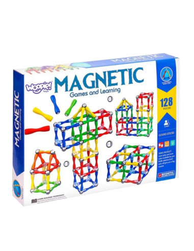 WOOPIE 3D konstrukciniai magnetiniai blokai 128 el. XXL