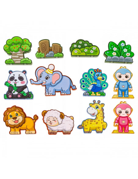 WOOPIE Магнитные конструкторы Светящиеся 3D Животные Мир 124 шт.