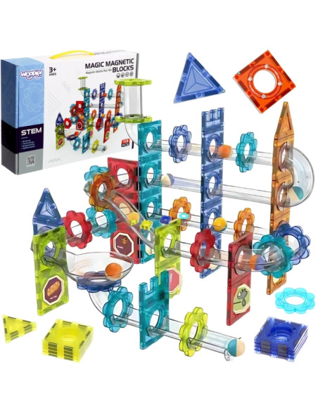 WOOPIE magnetinis 3D konstruktorius su lavinamųjų kamuoliukų trasa, 113 vnt. WOOPIE magnetinis 3D konstruktorius su lavinamųjų kamuoliukų trasa, 113 vnt.