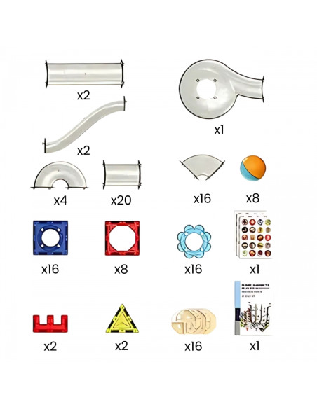 WOOPIE magnetinis 3D konstruktorius su lavinamųjų kamuoliukų trasa, 113 vnt. WOOPIE magnetinis 3D konstruktorius su lavinamųjų kamuoliukų trasa, 113 vnt.