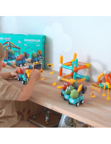 WOOPIE Magnetiniai konstruktoriai Dinozaurai blokai 84 el.