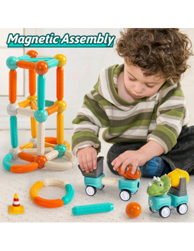 WOOPIE Magnetiniai konstruktoriai Dinozaurai blokai 84 el.