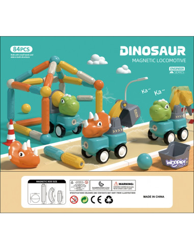 WOOPIE Magnetiniai konstruktoriai Dinozaurai blokai 84 el.