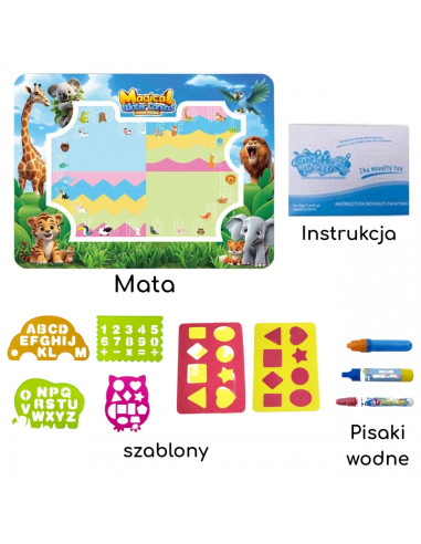WOOPIE Mata Wodna do Malowania Safari Literki Cyferki