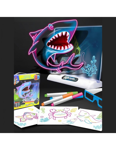 WOOPIE 3D magnetinė piešimo lenta su LED foniniu apšvietimu WOOPIE 3D magnetinė piešimo lenta su LED foniniu apšvietimu