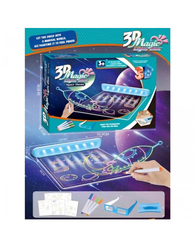 WOOPIE 3D magnetinė piešimo lenta su LED foniniu apšvietimu