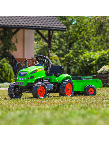 FALK traktoriukas X Tractor žalias su priekaba Klakson vaikams nuo 2 m