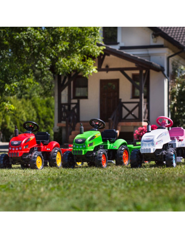 FALK traktoriukas X Tractor žalias su priekaba Klakson vaikams nuo 2 m