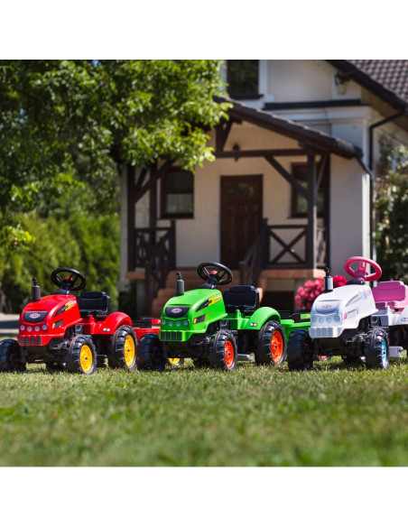 FALK traktoriukas X Tractor žalias su priekaba Klakson vaikams nuo 2 m