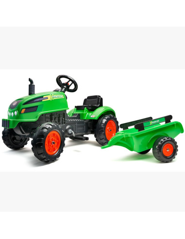 FALK traktoriukas X Tractor žalias su priekaba Klakson vaikams nuo 2 m