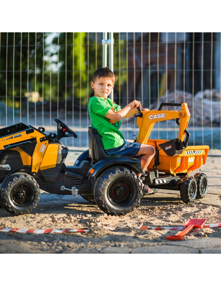 FALK Case IH ekskavatorius-traktorius, oranžinis su priekaba, kilnojamuoju kaušu vaikams nuo 3 metų FALK Case IH ekskavatorius-traktorius, oranžinis su priekaba, kilnojamuoju kaušu vaikams nuo 3 metų