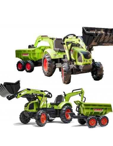 FALK CLAAS AVEC žalias pedalinis traktorius su priekaba nuo 3 metų