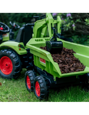 FALK CLAAS AVEC žalias pedalinis traktorius su priekaba nuo 3 metų