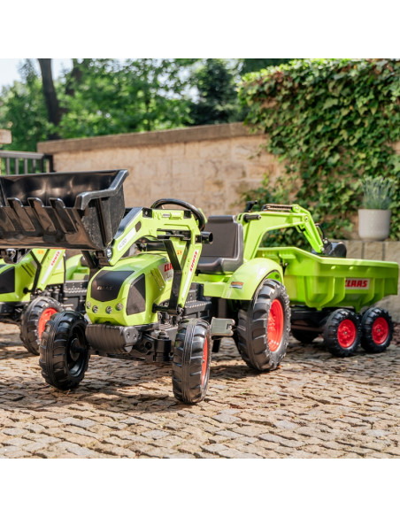 FALK CLAAS AVEC žalias pedalinis traktorius su priekaba nuo 3 metų FALK CLAAS AVEC žalias pedalinis traktorius su priekaba nuo 3 metų
