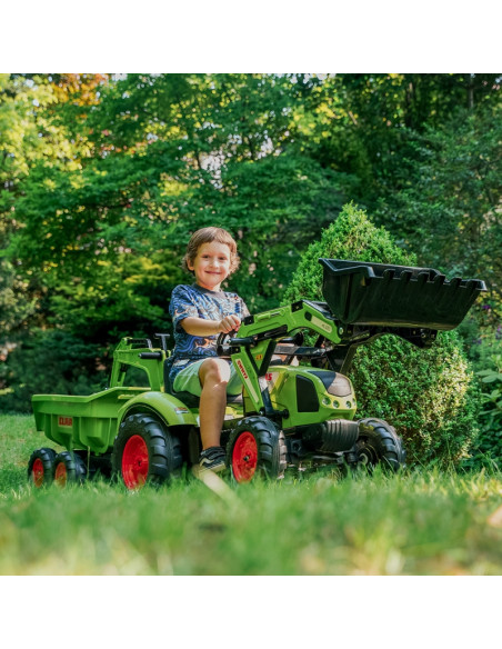 FALK CLAAS AVEC žalias pedalinis traktorius su priekaba nuo 3 metų FALK CLAAS AVEC žalias pedalinis traktorius su priekaba nuo 3 metų