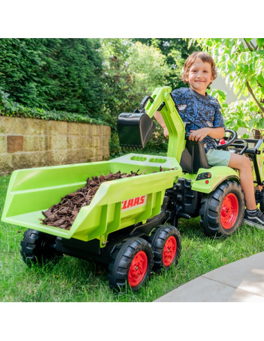 FALK CLAAS AVEC žalias pedalinis traktorius su priekaba nuo 3 metų