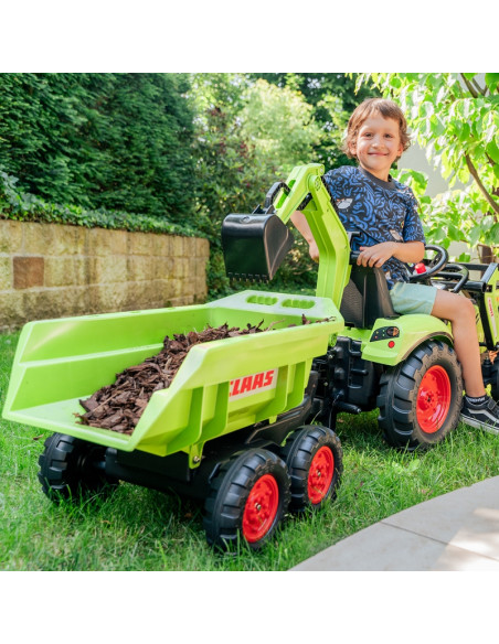 FALK CLAAS AVEC žalias pedalinis traktorius su priekaba nuo 3 metų FALK CLAAS AVEC žalias pedalinis traktorius su priekaba nuo 3 metų