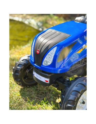 FALK New Holland didelis pedalinis traktorius su priekaba + atidaromas stogas nuo 2 metų amžiaus