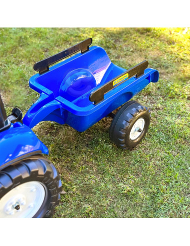 FALK New Holland didelis pedalinis traktorius su priekaba + atidaromas stogas nuo 2 metų amžiaus