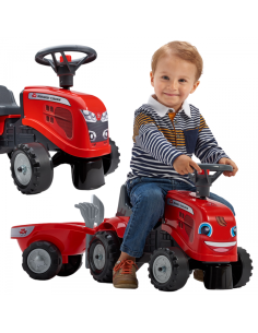 FALK Baby Massey Ferguson traktorius raudonas su priekaba. Nuo 1 metų