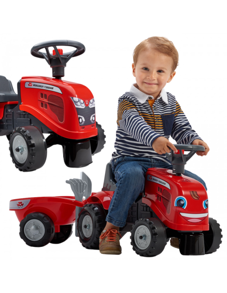 FALK Baby Massey Ferguson traktorius raudonas su priekaba. Nuo 1 metų FALK Baby Massey Ferguson traktorius raudonas su priekaba. Nuo 1 metų
