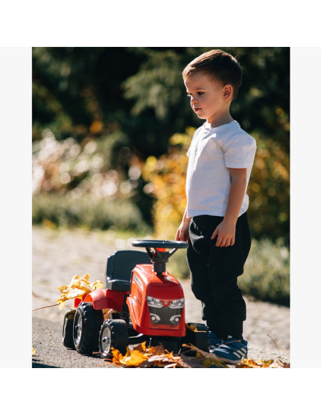 FALK Baby Massey Ferguson traktorius raudonas su priekaba. Nuo 1 metų FALK Baby Massey Ferguson traktorius raudonas su priekaba. Nuo 1 metų