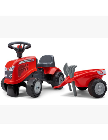 FALK Baby Massey Ferguson traktorius raudonas su priekaba. Nuo 1 metų